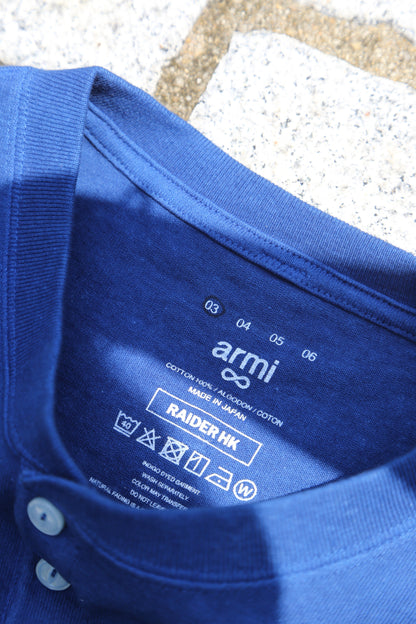 armi x RAIDER【HARD MAN】Indigo Henley Tee